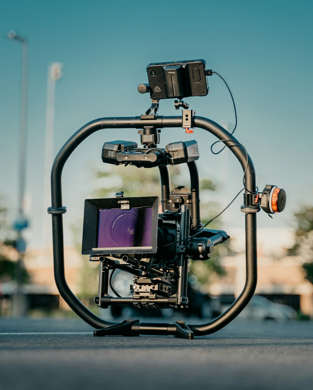 Professional television camera on a studio pedestal